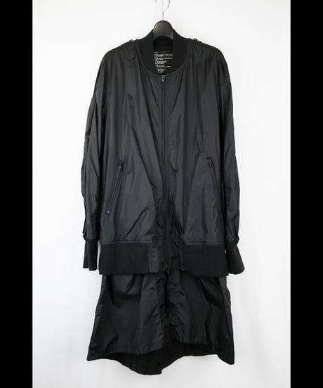 NU-1916  Nylon Taffeta Oversized Bomber Jacket (Detachable Hem Parts) -BLACK