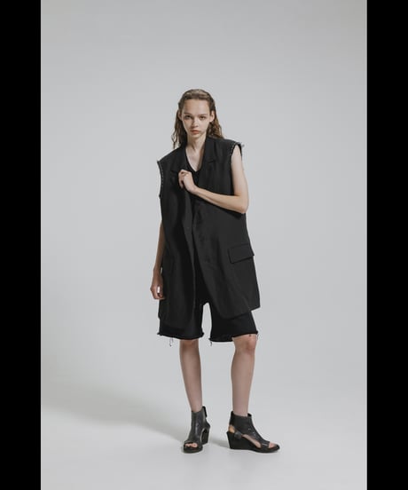 NU-1920   Cotton Linen Dobby Cloth Oversized Jacket (Detachable Sleeves)