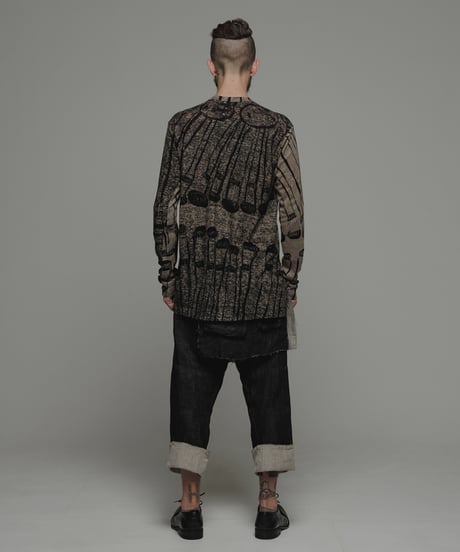 DS-266 - LONG SLEEVE T SHIRT - BLACK-BEIGE