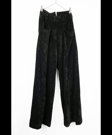 NU-1908   Linen Cotton Velvet Wide Leg Easy Pants - BLACK