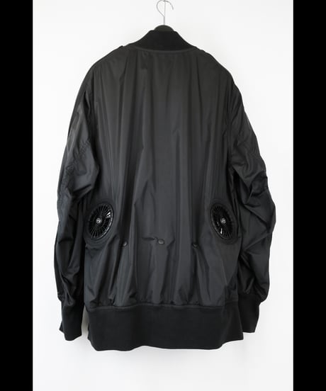 NU-1916  Nylon Taffeta Oversized Bomber Jacket (Detachable Hem Parts) -BLACK