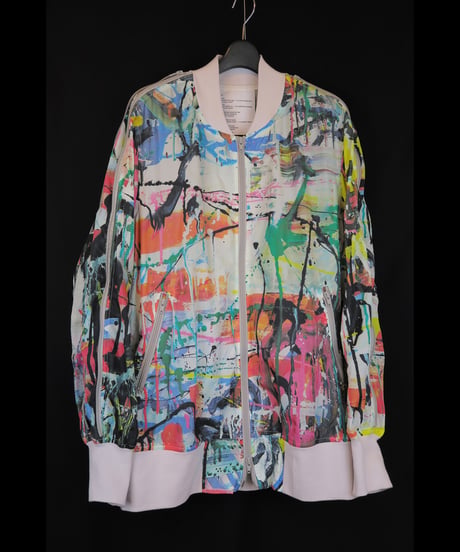 DS-326  Nylon Taffeta Inkjet Print　Oversized Bomber Jacket (Detachable Hem Parts) -  SHIHAKUpt.