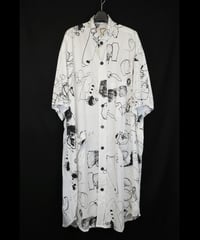DS-330  Cotton Twill Inkjet Print Short Sleeve Big Shirt / Dress
