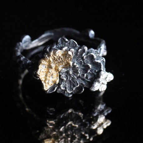 宝相華と動く蝶　Silver Ring