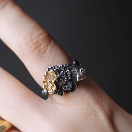 宝相華と動く蝶　Silver Ring