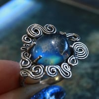 青のレインボームーンストーンリング#10