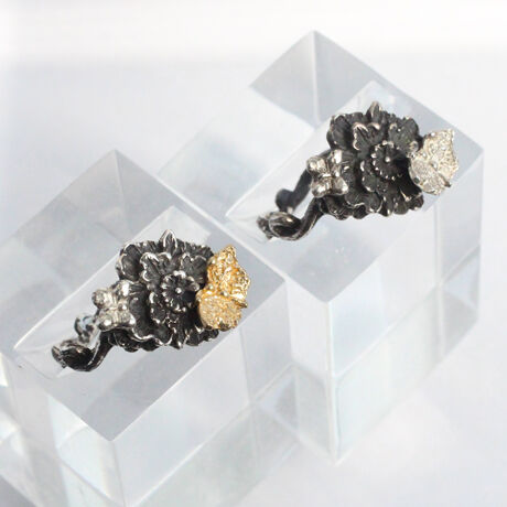 宝相華と動く蝶　Silver Ring