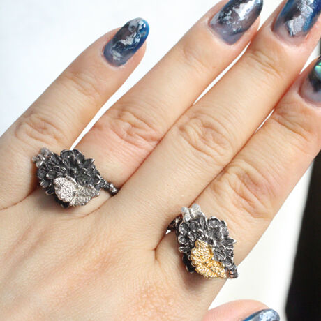 宝相華と動く蝶　Silver Ring