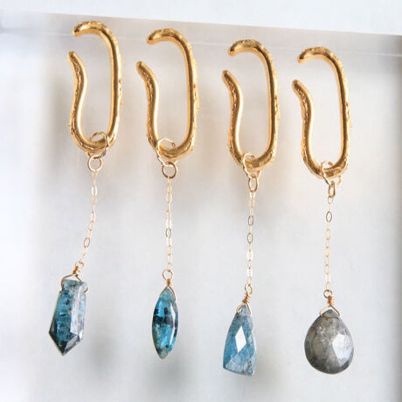 MossGem】(L)アクアマリンxカイヤナイト☆天然石チャーム 公式