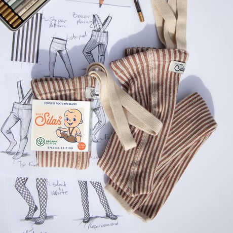 SILLY Silas Footless Collection_Granola×Cream Striped