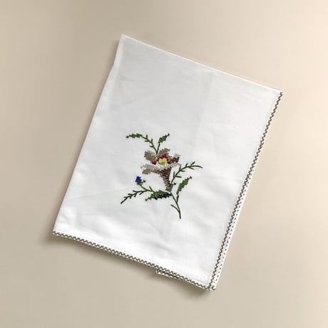 flower embroidery handkerchief (dead stock)