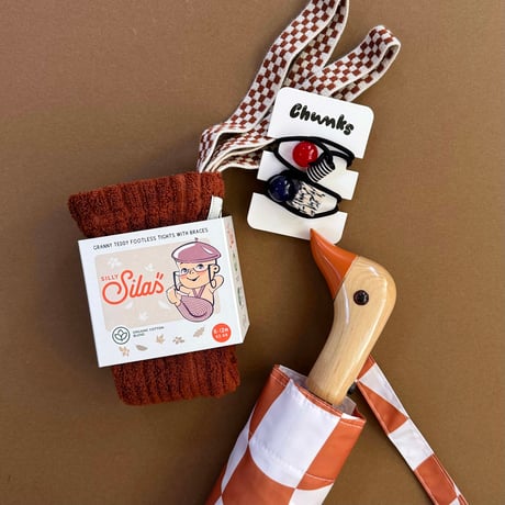SILLY Silas Granny Teddy Warmy Footless Collection_Cinnamon Checked