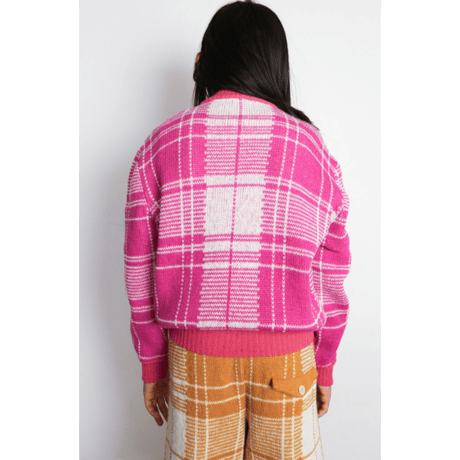 LIGNE NOIRE ENFANTS_ TARTAN JACKET (Fuxia/Gold Beige) / 2years