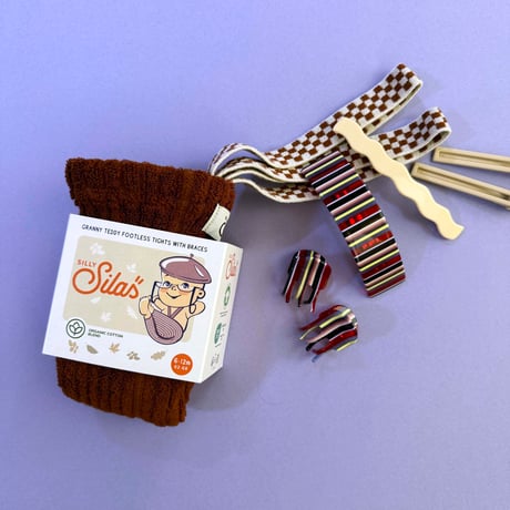 SILLY Silas Granny Teddy Warmy Footless Collection_Cinnamon Checked