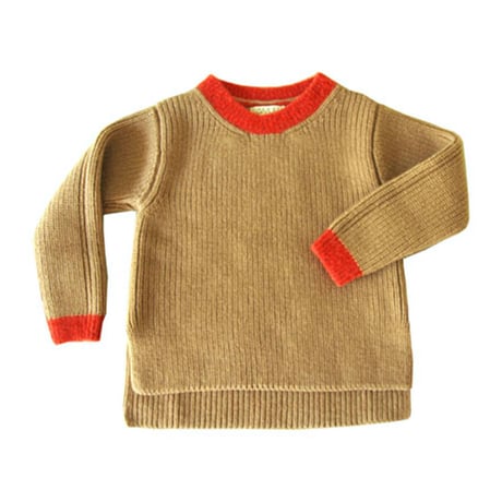 NAMUUU_BOUCLE TRIM CREWNECK (Camel/Grey) /2,3,4,5years