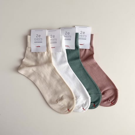 2e CHESTS×MARCOMONDE_BASIC SHORT socks (Green,Pink,L.Beige,White)