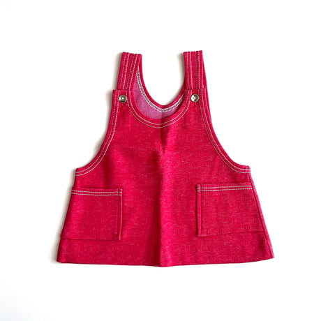 70s denim dress_ RED (dead stock) / 2years・92cm