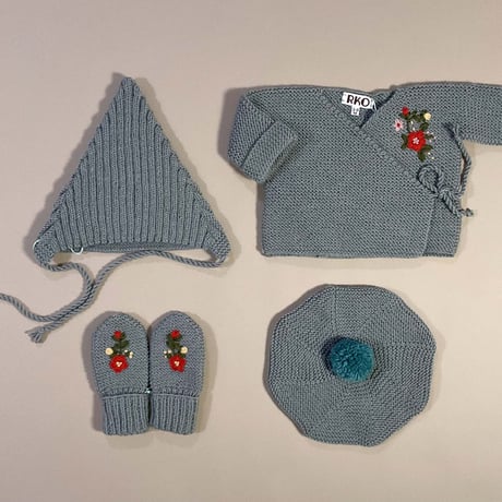 RKO_Beret Hat (GREY/RED) / 3-5years