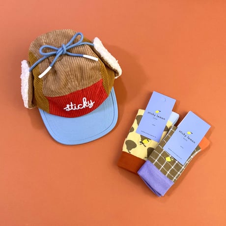 Sticky Lemon_socks (check harvest moon,pears) / 13-14.6,15.2-16.8,17.1-19.1cm