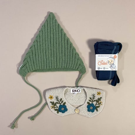 RKO_Embroidery Collar (GREY/GREEN/RED) / 1-3,3-5years