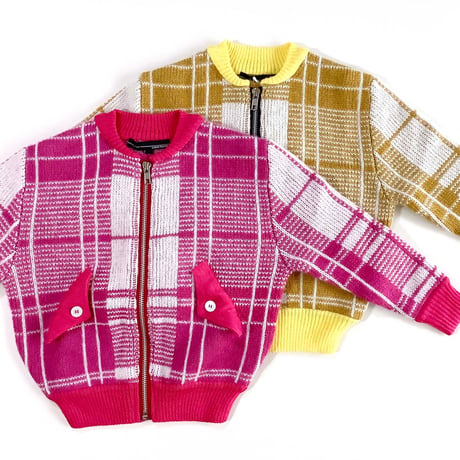 LIGNE NOIRE ENFANTS_ TARTAN JACKET (Fuxia/Gold Beige) / 2years
