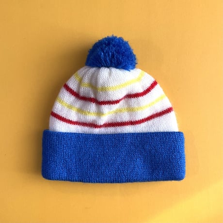 70s knitting hat_Blue/Red (dead stock)