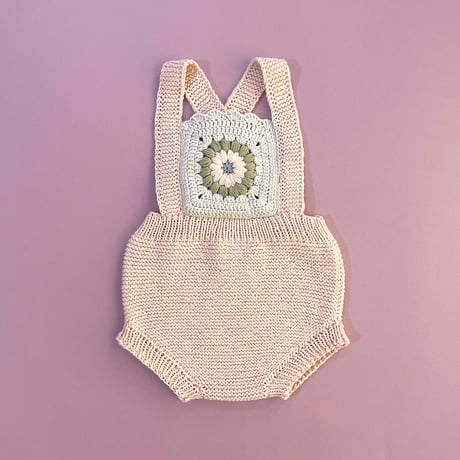 RKO_Romper with Flower Crochet (Peach,Pink,Grey) / 3-6,6-9,9-12months