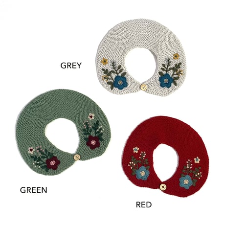 RKO_Embroidery Collar (GREY/GREEN/RED) / 1-3,3-5years