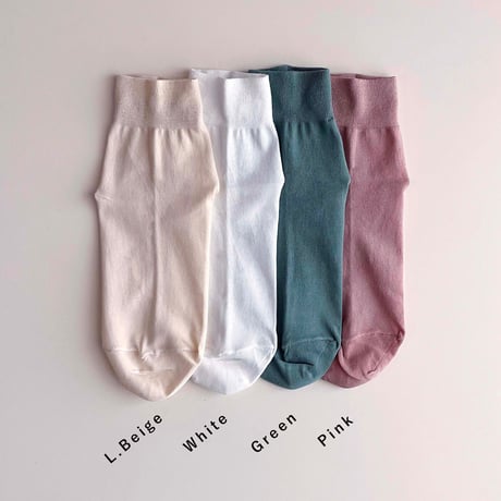 2e CHESTS×MARCOMONDE_BASIC SHORT socks (Green,Pink,L.Beige,White)