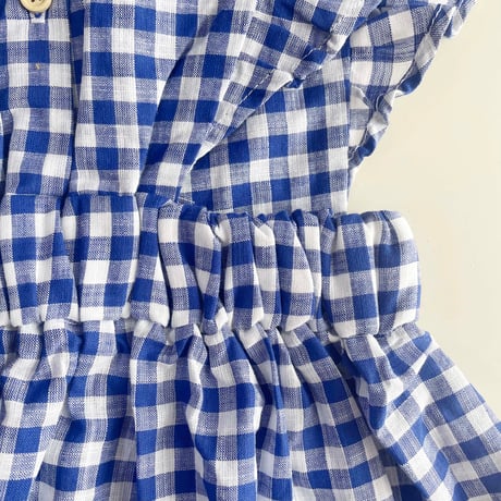 RKO_Checkered Dress with Embroidery (Red,Blue) / 3-4,4-5,5-6,6-7years