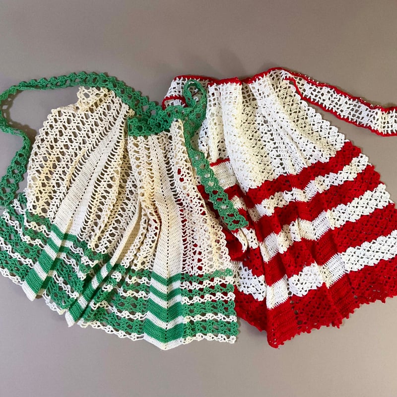 60s crochet apron (Red) | 2e CHESTS