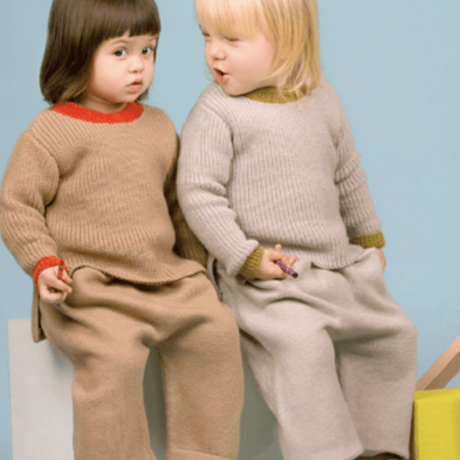NAMUUU_BOUCLE TRIM CREWNECK (Camel/Grey) /2,3,4,5years