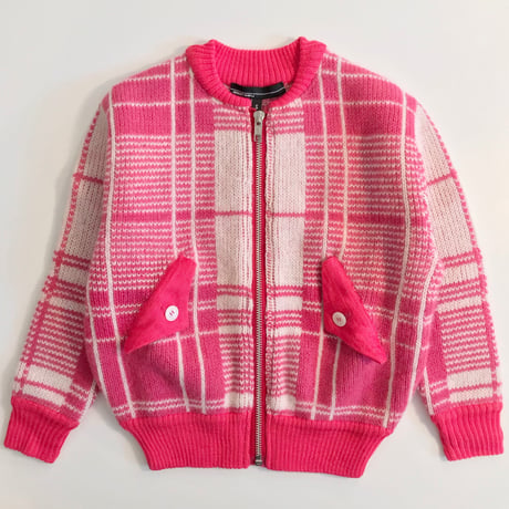 LIGNE NOIRE ENFANTS_ TARTAN JACKET (Fuxia/Gold Beige) / 2years