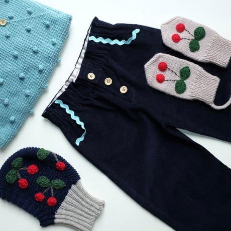 RKO_Cherry Mittens (NAVY) / 5-6years