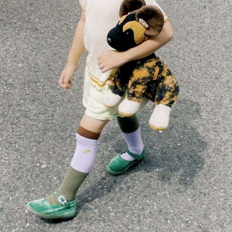 Sticky Lemon_Knee high socks (gingham,colourblocking) / 13-14.6,15.2-16.8,17.1-19.1cm