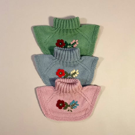 RKO_Embroidery Scarf (GREY/PINK/GREEN) / 1-3,3-5years