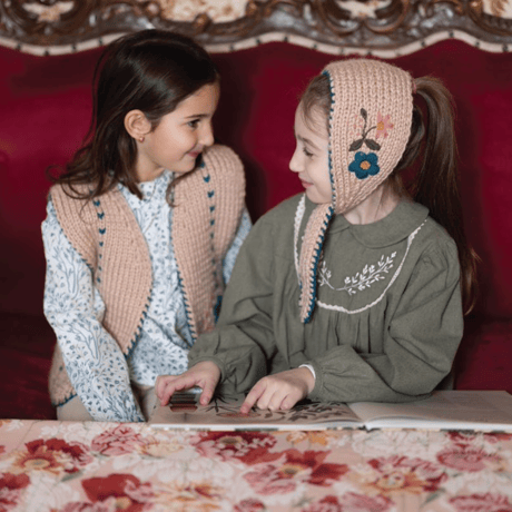 RKO_Floral Vest (GREY/BROWN/BLUE) / 3-4,5-6years