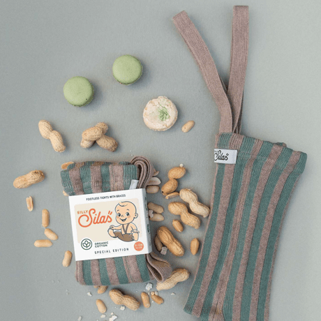 SILLY Silas Footless Collection_Matcha × Peanut Striped