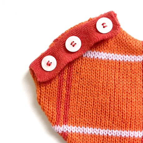 LIGNE NOIRE E. _TARTAN MINI HEART BAG (PINK/ORANGE)