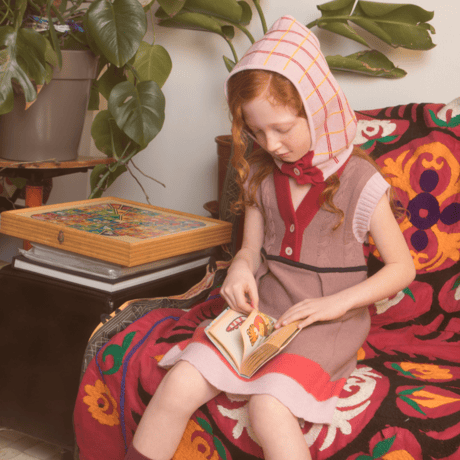 LIGNE NOIRE E._TARTAN HAT (PINK/RED)