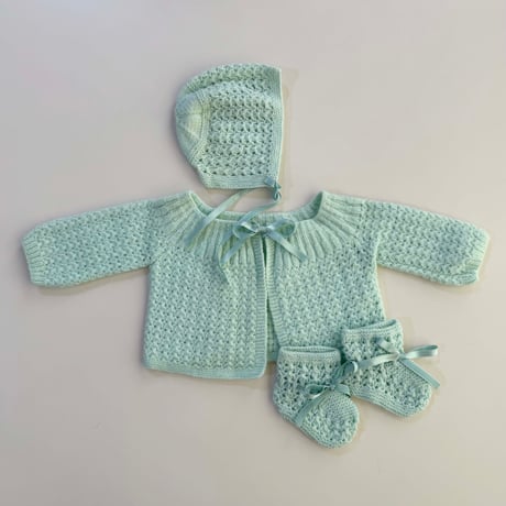 knitting cardigan&hat&booties set