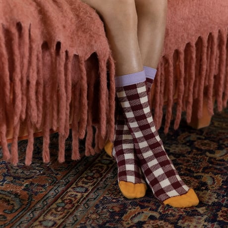 Sticky Lemon_Knee high socks (gingham,colourblocking) / 13-14.6,15.2-16.8,17.1-19.1cm