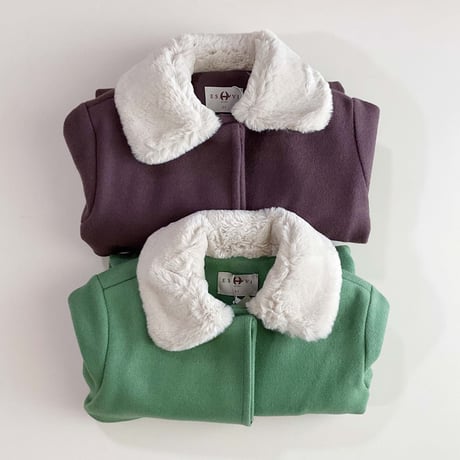 Eshvikids_FOX FUR COAT (BURGUNDY/GREEN) / 3,4,5,6years