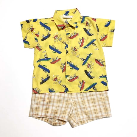 60's mustard plaid pants / 5-6years