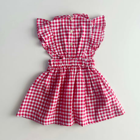 RKO_Checkered Dress with Embroidery (Red,Blue) / 3-4,4-5,5-6,6-7years