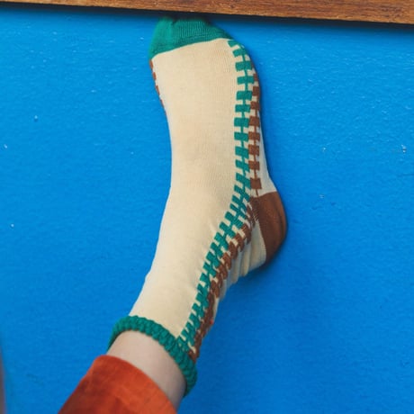 Ba*Ba kidswear_Medium Socks (BLUE/BLOCKS) / 11~13,13.5~15.5,22.5~24cm