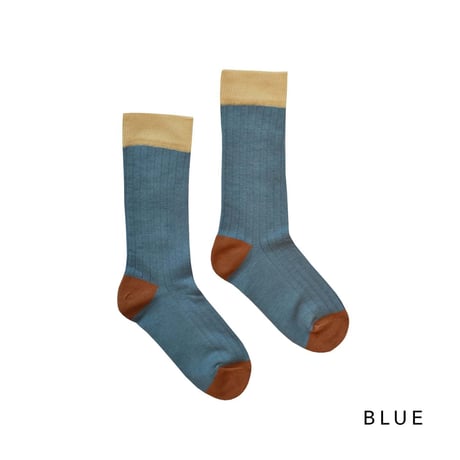 Ba*Ba kidswear_Medium Socks (BLUE/BLOCKS) / 11~13,13.5~15.5,22.5~24cm