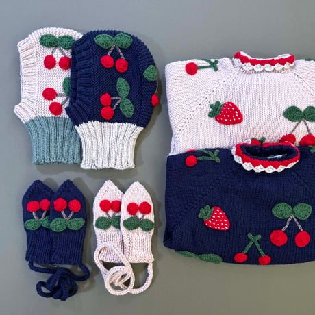 RKO_Cherry Mittens (NAVY) / 5-6years