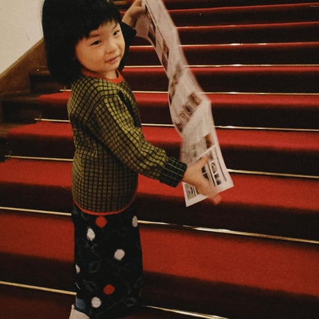 NAMUUU_WINDOWPANE CREWNECK (Camel×Red/Sea Green×Olive) / 2-3years,4-5years