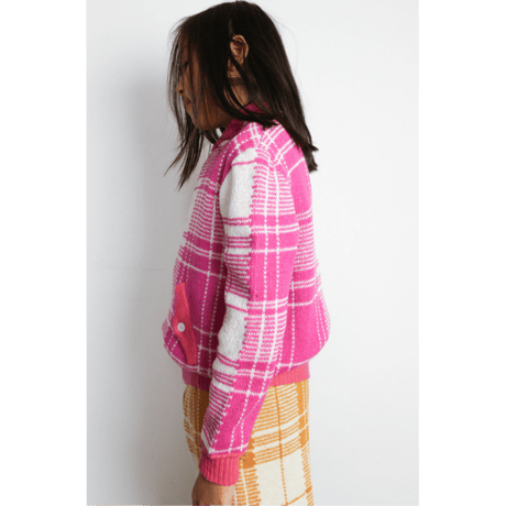 LIGNE NOIRE ENFANTS_ TARTAN JACKET (Fuxia/Gold Beige) / 2years